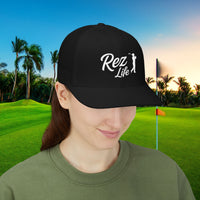 Rez Life Black Edition – Black Snapback hat, white embroidery (classic and bold) Vibes by Printify
