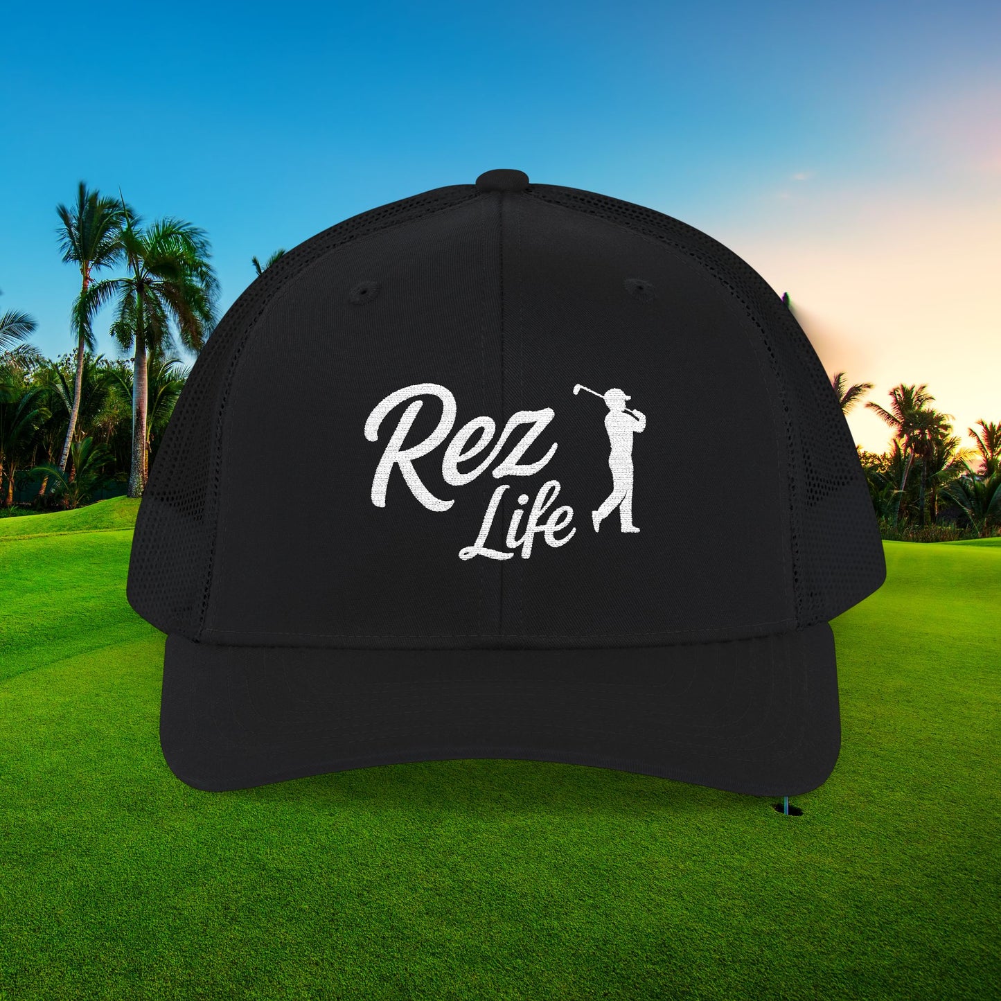 Rez Life Black Edition – Black Snapback hat, white embroidery (classic and bold) Vibes by Printify