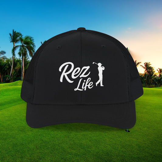 Rez Life Black Edition – Black Snapback hat, white embroidery (classic and bold) Vibes by Printify